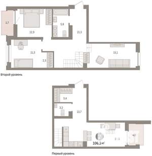 2-к квартира, вторичка, 111м2, 2/10 этаж