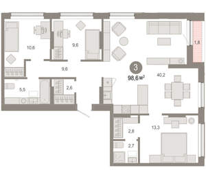 3-к квартира, вторичка, 99м2, 2/17 этаж