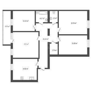 4-к квартира, вторичка, 110м2, 9/10 этаж