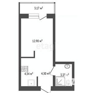 Студия квартира, вторичка, 28м2, 4/8 этаж