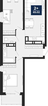 2-к квартира, вторичка, 67м2, 19/21 этаж