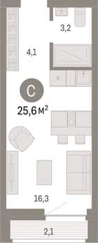 Студия квартира, вторичка, 26м2, 4/10 этаж