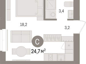 Студия квартира, вторичка, 25м2, 5/16 этаж