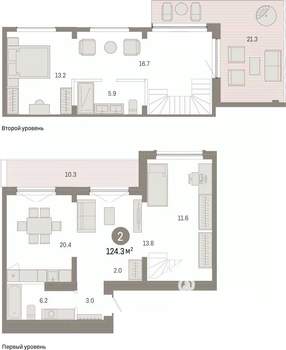 2-к квартира, вторичка, 124м2, 8/8 этаж