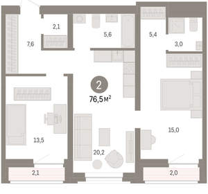 2-к квартира, вторичка, 77м2, 3/10 этаж