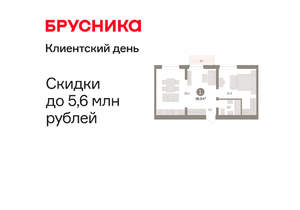 1-к квартира, вторичка, 57м2, 6/10 этаж