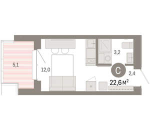 Студия квартира, вторичка, 23м2, 6/11 этаж