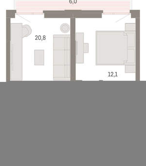 1-к квартира, вторичка, 49м2, 6/25 этаж