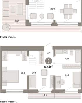 3-к квартира, вторичка, 99м2, 8/8 этаж