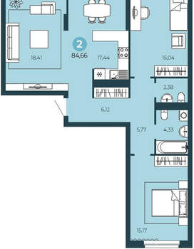 2-к квартира, сданный дом, 85м2, 5/10 этаж