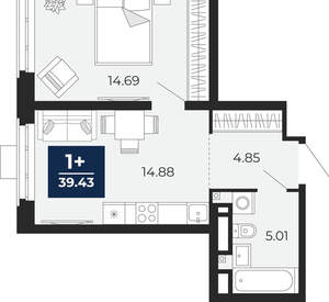 1-к квартира, вторичка, 37м2, 3/24 этаж