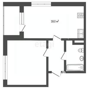 1-к квартира, вторичка, 40м2, 10/19 этаж