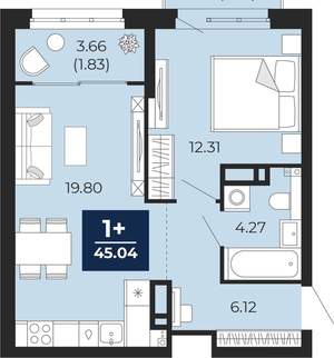 1-к квартира, вторичка, 45м2, 11/22 этаж