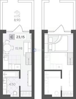 Студия квартира, вторичка, 29м2, 1/17 этаж