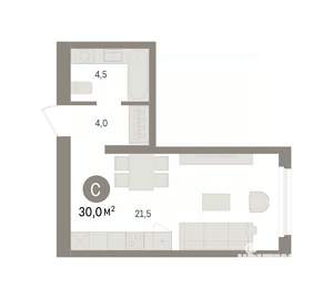 Студия квартира, вторичка, 30м2, 2/8 этаж