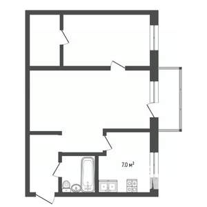 2-к квартира, вторичка, 44м2, 2/5 этаж