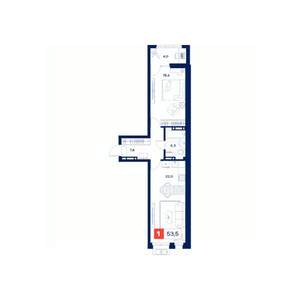 1-к квартира, вторичка, 54м2, 4/25 этаж