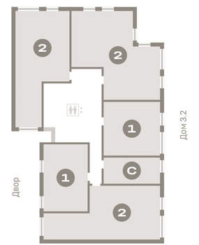 2-к квартира, вторичка, 73м2, 6/25 этаж