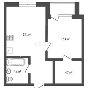 1-к квартира, вторичка, 45м2, 17/17 этаж