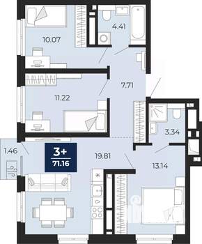 3-к квартира, вторичка, 70м2, 5/23 этаж