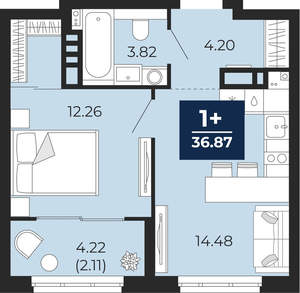 1-к квартира, вторичка, 37м2, 10/21 этаж
