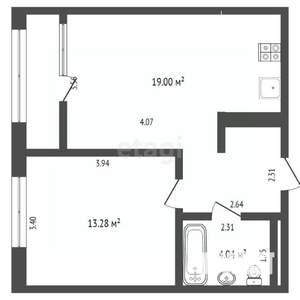 1-к квартира, вторичка, 42м2, 6/10 этаж