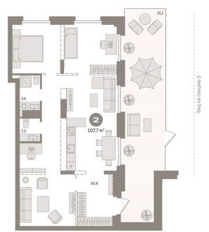 2-к квартира, вторичка, 108м2, 1/9 этаж