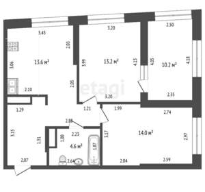 2-к квартира, вторичка, 55м2, 13/16 этаж