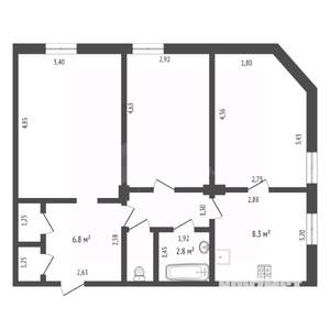 3-к квартира, вторичка, 65м2, 4/4 этаж