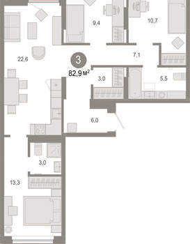 3-к квартира, вторичка, 83м2, 5/17 этаж