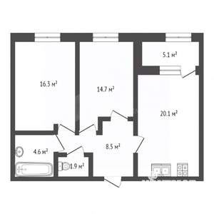 2-к квартира, вторичка, 67м2, 4/10 этаж