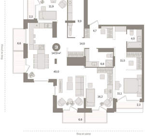 3-к квартира, вторичка, 148м2, 24/25 этаж