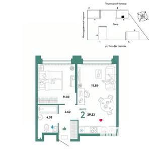 2-к квартира, вторичка, 40м2, 31/31 этаж
