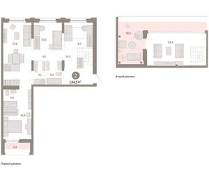 2-к квартира, вторичка, 135м2, 6/16 этаж