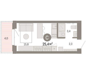 Студия квартира, вторичка, 25м2, 4/11 этаж