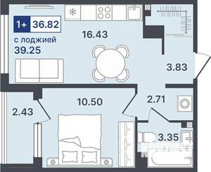 1-к квартира, строящийся дом, 37м2, 4/8 этаж