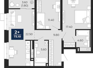 2-к квартира, вторичка, 75м2, 2/24 этаж