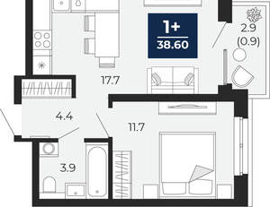 1-к квартира, вторичка, 38м2, 4/14 этаж
