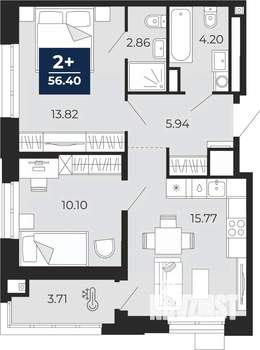 2-к квартира, вторичка, 56м2, 8/16 этаж