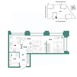 2-к квартира, вторичка, 41м2, 31/31 этаж