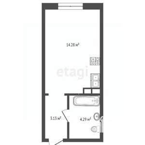 Студия квартира, вторичка, 21м2, 4/10 этаж