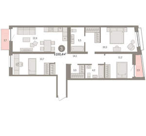 3-к квартира, вторичка, 101м2, 9/10 этаж