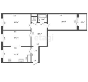 3-к квартира, вторичка, 90м2, 9/10 этаж