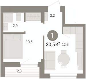 1-к квартира, вторичка, 30м2, 3/8 этаж