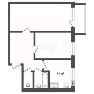 2-к квартира, вторичка, 45м2, 2/5 этаж