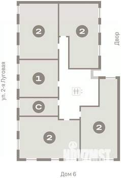 2-к квартира, вторичка, 69м2, 5/16 этаж