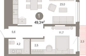 1-к квартира, вторичка, 49м2, 3/17 этаж