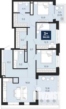 3-к квартира, сданный дом, 109м2, 10/14 этаж