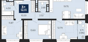 3-к квартира, вторичка, 80м2, 18/22 этаж