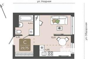 Студия квартира, вторичка, 30м2, 14/15 этаж